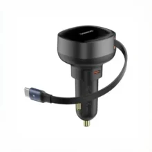 شارژر فندکی 60 وات بیسوس مدل Baseus Enjoyment Pro Car Charger U+Retractable Type-C