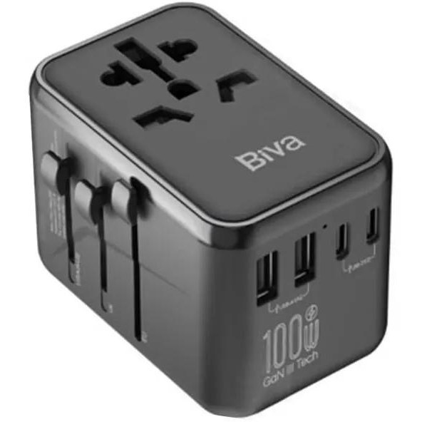 شارژر دیواری و مبدل برق بیوا Biva PS-11 GaN Universal Travel Adapter توان 100 وات