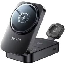 شارژر وایرلس یسیدو Yesido DS27 – شارژ همزمان سه دستگاه با طراحی تاشو و رومیزی