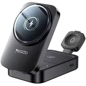 شارژر وایرلس یسیدو Yesido DS27 – شارژ همزمان سه دستگاه با طراحی تاشو و رومیزی