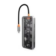 هاب 8 پورت Type-C کوتسی مدل COTECi 16016 8-in-1 Transparent USB-C Hub